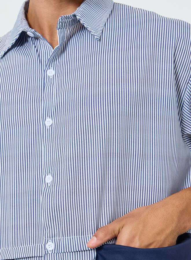 Styli Men Oversized Contrast Patch Pockets Shirt and Shorts Co-Ords - Image 3